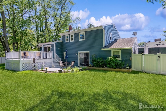 4 Wedgewood Ct, East Brunswick, NJ 08816 - rear view of property featuring a deck, a chimney, and a gate