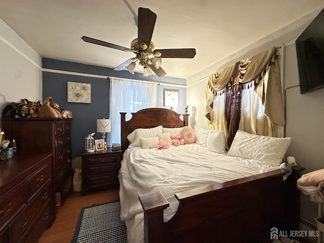 7 Hazelhurst St, New Brunswick, NJ 08901 - bedroom featuring dark wood-style floors and ceiling fan