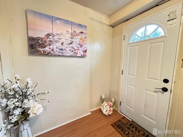 7 Hazelhurst St, New Brunswick, NJ 08901 - entryway featuring wood finished floors, baseboards, and crown molding