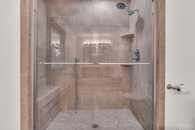 full bath with a shower stall