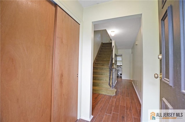 20 Rath Ln, East Brunswick, NJ 08816 - hall featuring stairs and dark wood finished floors
