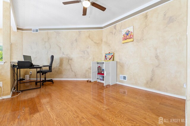 12 Arbor Ct, South Brunswick, NJ 08852 - office space featuring ceiling fan, ornamental molding, and wood finished floors