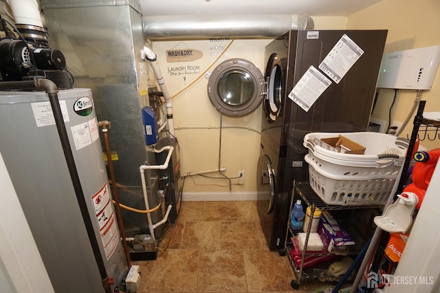 utility room featuring water heater