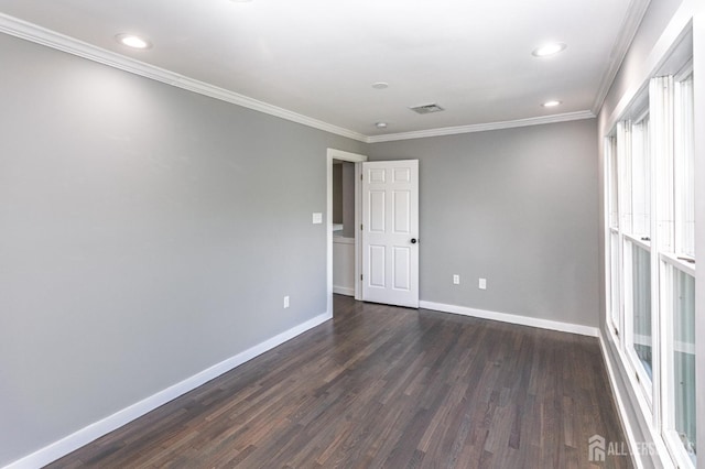 15 Pennyroyal Ct, South Brunswick, NJ 08540 - unfurnished room featuring dark wood-style flooring, baseboards, crown molding, and recessed lighting