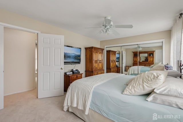 6 E Wintergreen Ave, Edison, NJ 08820 - bedroom with a closet, light colored carpet, and ceiling fan
