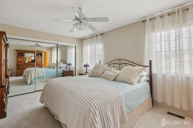 6 E Wintergreen Ave, Edison, NJ 08820 - bedroom featuring light colored carpet, a closet, and ceiling fan