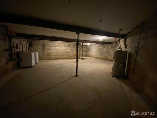 basement with electric water heater