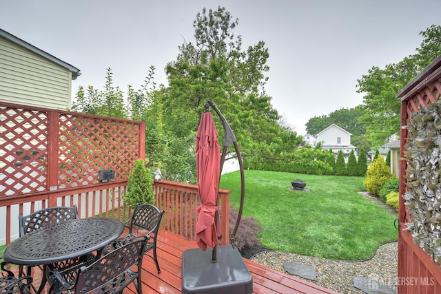 382 Highland St, South Amboy, NJ 08879 - deck with a lawn, outdoor dining space, and an outdoor fire pit