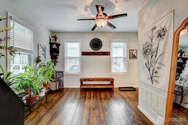 382 Highland St, South Amboy, NJ 08879 - sitting room featuring plenty of natural light, a ceiling fan, and hardwood / wood-style flooring