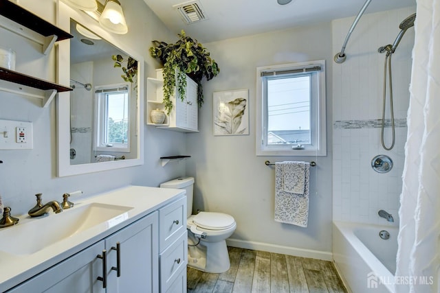 382 Highland St, South Amboy, NJ 08879 - bathroom with vanity, wood finished floors, and shower / bath combination with curtain