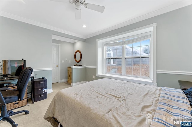 87 Fairway Blvd, Middlesex, NJ 08831 - bedroom featuring crown molding, carpet, an office area, baseboards, and a ceiling fan