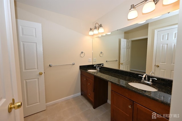 bathroom with tile patterned floors and vanity