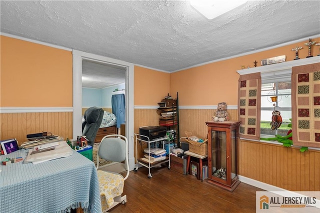 28 Wildwood Ave, Fords, NJ 08863 - office area with a textured ceiling, wood finished floors, wainscoting, and wooden walls