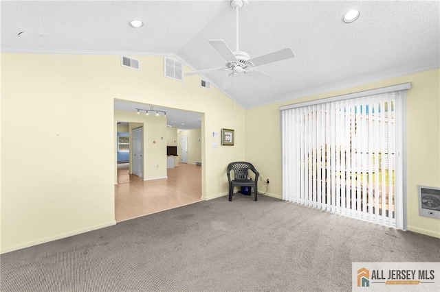 703 Croydon Rd Unit 703B, Monroe, NJ 08831 - unfurnished room featuring carpet floors, a ceiling fan, lofted ceiling, a textured ceiling, and recessed lighting