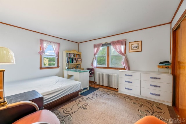 25 Lamar Ave, Edison, NJ 08820 - bedroom featuring radiator heating unit, multiple windows, and ornamental molding