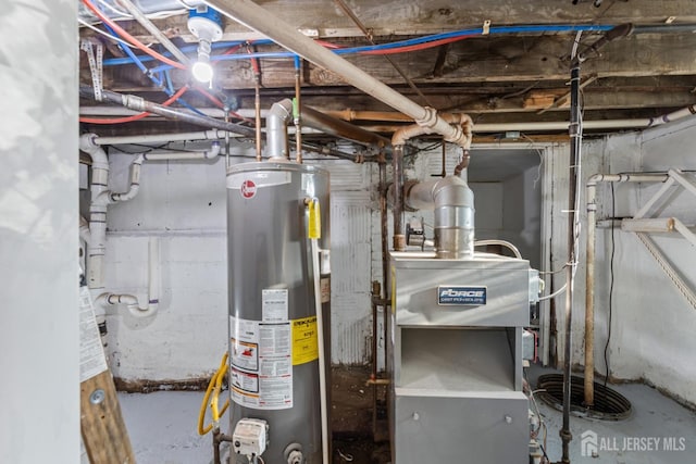 utility room with gas water heater