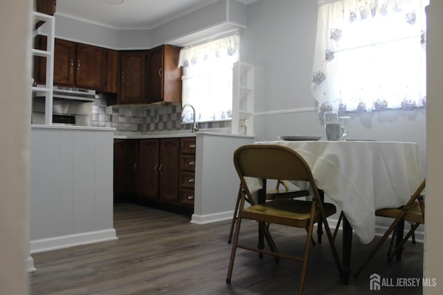 2 Haven Ter, Sayreville, NJ 08859 - kitchen with tasteful backsplash, dark wood-style floors, and light countertops