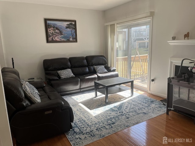 living area featuring hardwood / wood-style floors