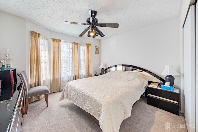 253 Nebula Rd, Piscataway, NJ 08854 - bedroom with carpet floors, a textured ceiling, and a ceiling fan