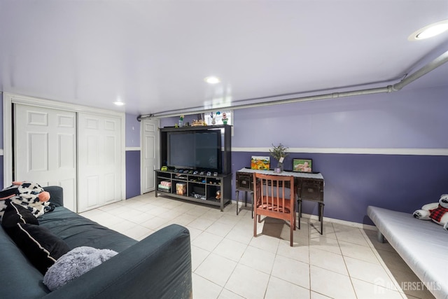 1814 Hamilton Blvd, South Plainfield, NJ 07080 - living area featuring tile patterned flooring, recessed lighting, and baseboards