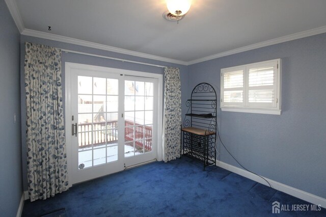 interior space featuring crown molding