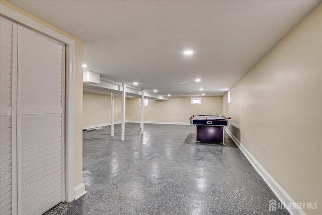 24 Savoy St, Colonia, NJ 07067 - basement with billiards table, recessed lighting, and baseboards