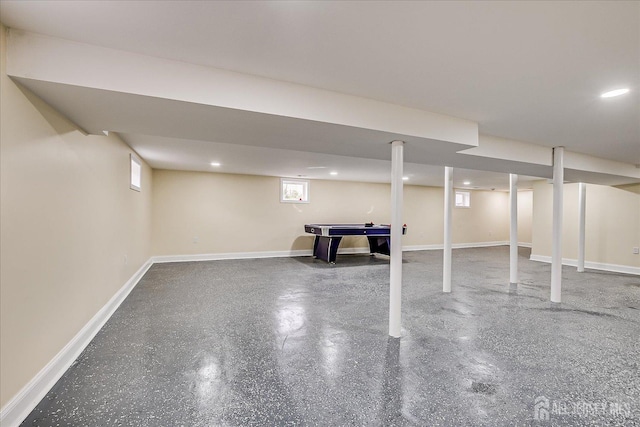 24 Savoy St, Colonia, NJ 07067 - below grade area with recessed lighting, baseboards, and pool table