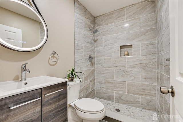 24 Savoy St, Colonia, NJ 07067 - full bathroom featuring tiled shower, vanity, and toilet