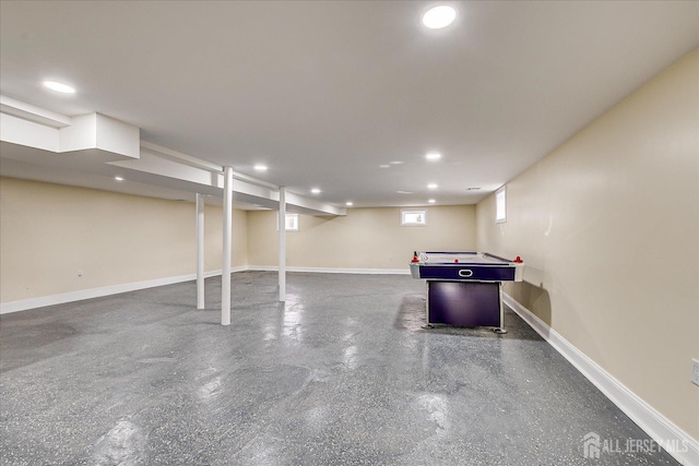 24 Savoy St, Colonia, NJ 07067 - rec room featuring recessed lighting, concrete floors, and baseboards