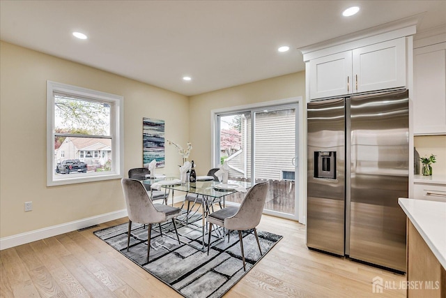 24 Savoy St, Colonia, NJ 07067 - dining space with baseboards, light wood-type flooring, recessed lighting, and a desk