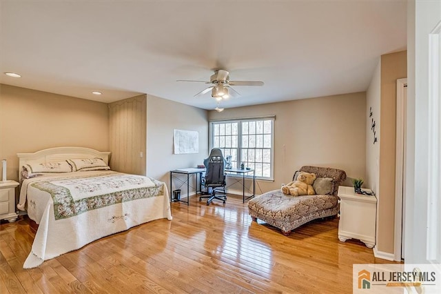 27 Revere Ct, West Windsor, NJ 08550 - bedroom with light wood finished floors, recessed lighting, a ceiling fan, and baseboards