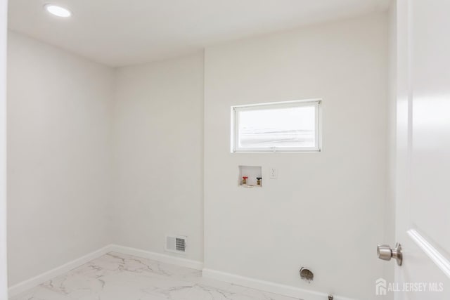 17-1/2 Thomas St, South River, NJ 08882 - laundry room with hookup for a washing machine, light marble finish floors, and recessed lighting