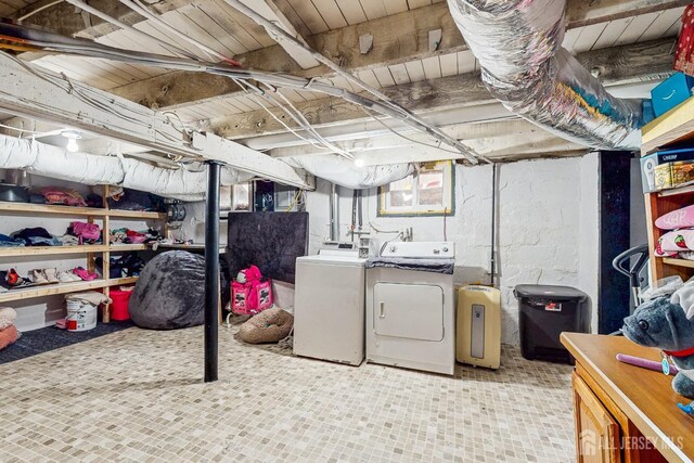20 S So 8th Ave, Manville, NJ 08835 - unfinished below grade area with separate washer and dryer and tile patterned floors