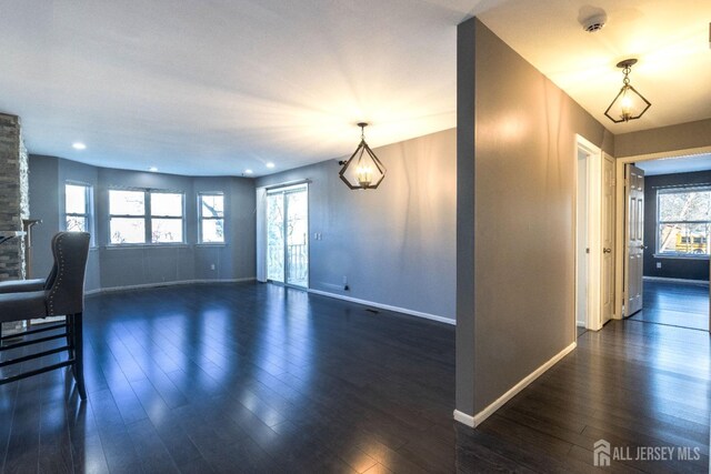 20 S So 8th Ave, Manville, NJ 08835 - unfurnished living room with baseboards, dark wood finished floors, and recessed lighting