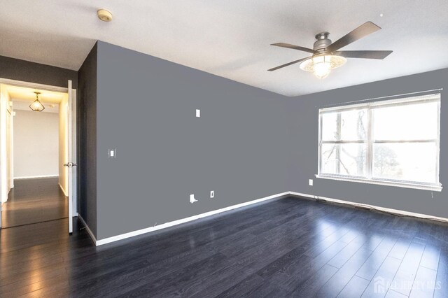 20 S So 8th Ave, Manville, NJ 08835 - unfurnished room with a ceiling fan, dark wood-style flooring, baseboards, and a smoke detector