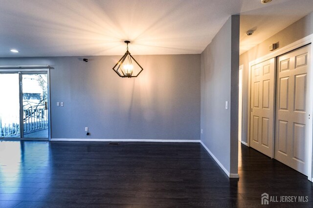 20 S So 8th Ave, Manville, NJ 08835 - unfurnished dining area with baseboards, dark wood-type flooring, and recessed lighting