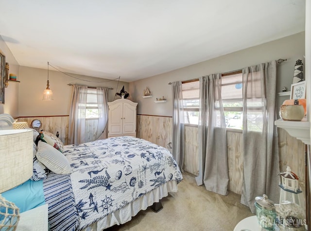 36 Frederick St, Carteret, NJ 07008 - bedroom featuring a wainscoted wall, light colored carpet, and wooden walls