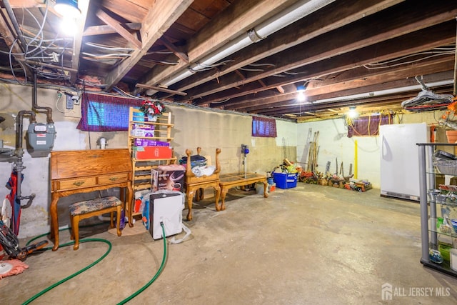 1909 Hamilton Blvd, South Plainfield, NJ 07080 - unfinished basement with freestanding refrigerator and gas meter