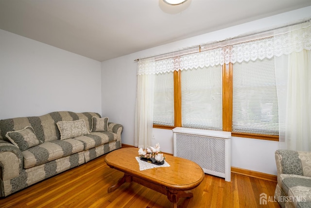 1909 Hamilton Blvd, South Plainfield, NJ 07080 - living room with radiator, wood finished floors, and baseboards