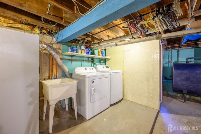 1909 Hamilton Blvd, South Plainfield, NJ 07080 - washroom with heating fuel and washing machine and clothes dryer