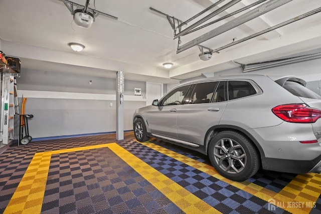 garage with a garage door opener