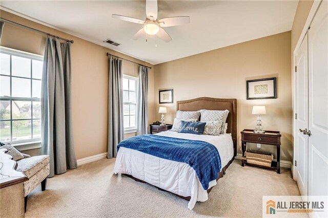4 Van Gogh Ct, South Brunswick, NJ 08852 - bedroom with light carpet, baseboards, and ceiling fan