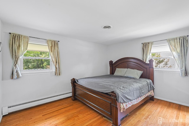 1099 New Dover Rd, Edison, NJ 08820 - bedroom with a baseboard radiator, multiple windows, and light wood-style flooring