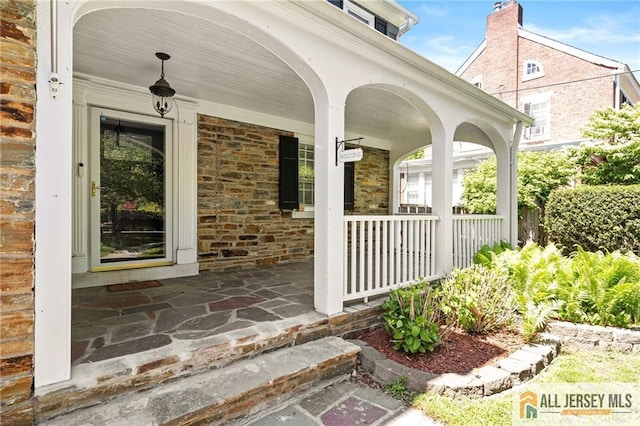 15 Kensington Ave, Trenton, NJ 08618 - property entrance with a porch and stone siding