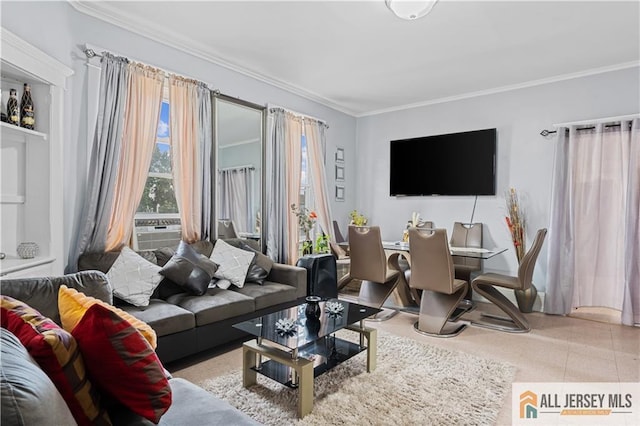 435 Ashley St, Perth Amboy, NJ 08861 - living area with crown molding and cooling unit