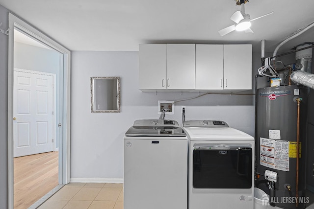 3 Devon Ct, Monroe, NJ 08831 - washroom with washing machine and clothes dryer, water heater, cabinet space, ceiling fan, and baseboards