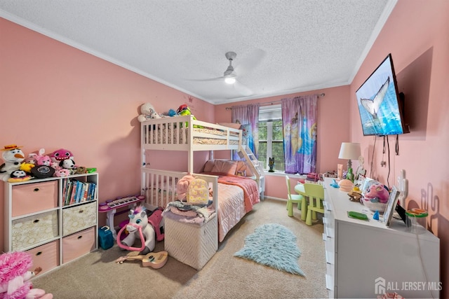 6 Amethyst Way, Franklin Twsp, NJ 08823 - carpeted bedroom featuring ornamental molding, a textured ceiling, and ceiling fan