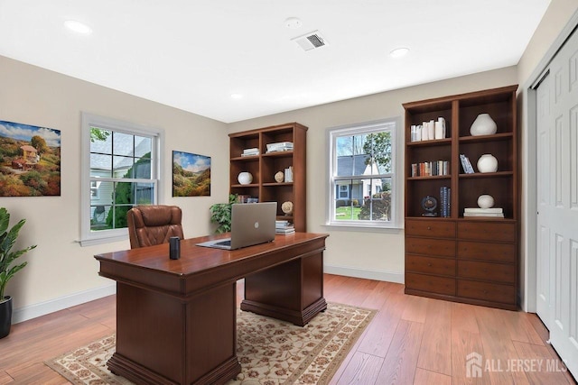 495 Newport Way Unit B, Monroe, NJ 08831 - office area featuring recessed lighting, light wood-style flooring, visible vents, and baseboards
