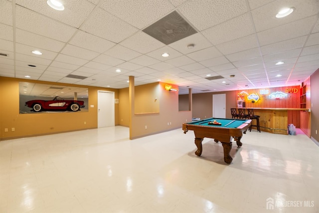 6 Allison Ct, Edison, NJ 08820 - game room featuring billiards, recessed lighting, wood walls, and baseboards
