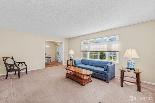 195 Mayflower Way Unit B, Monroe, NJ 08831 - carpeted living room with baseboards and a textured ceiling